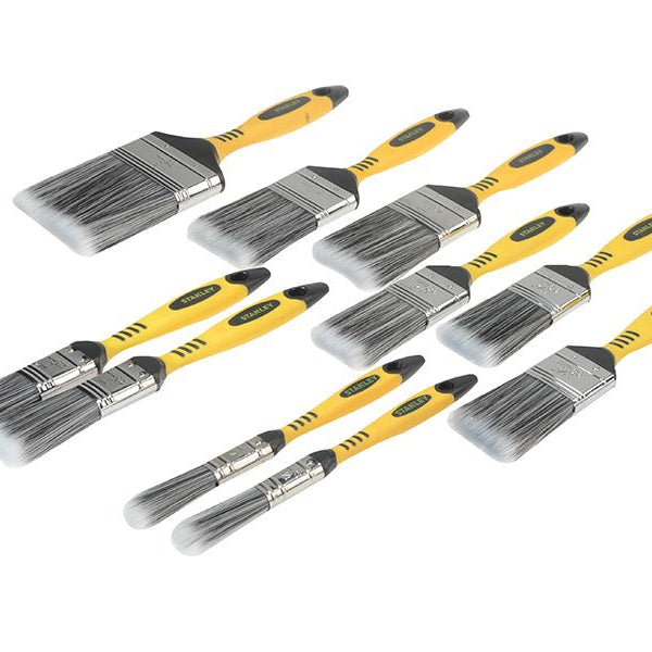 10-Piece STANLEY Loss-Free Synthetic Brush Set - High Quality Painting Tools