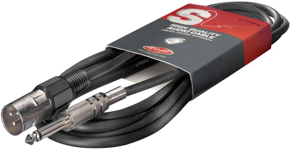 6.35mm (1/4") Jack to XLR Lead Male to Male 3m Black