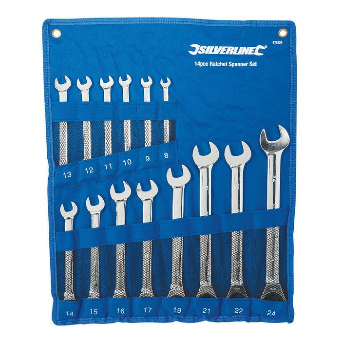 Fixed Head Ratchet Spanner Set 14pce - 8 - 24mm