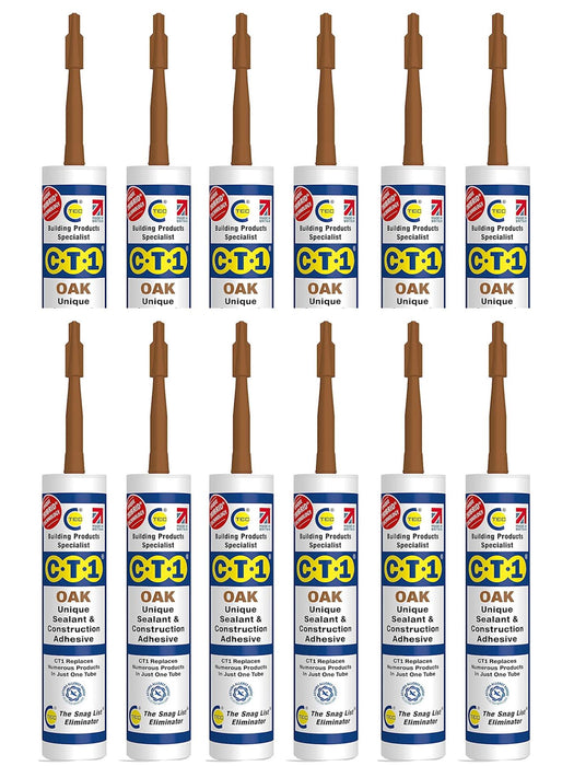 Oak Construction Sealant Adhesive Tube for Virtually Any Material Pack 12