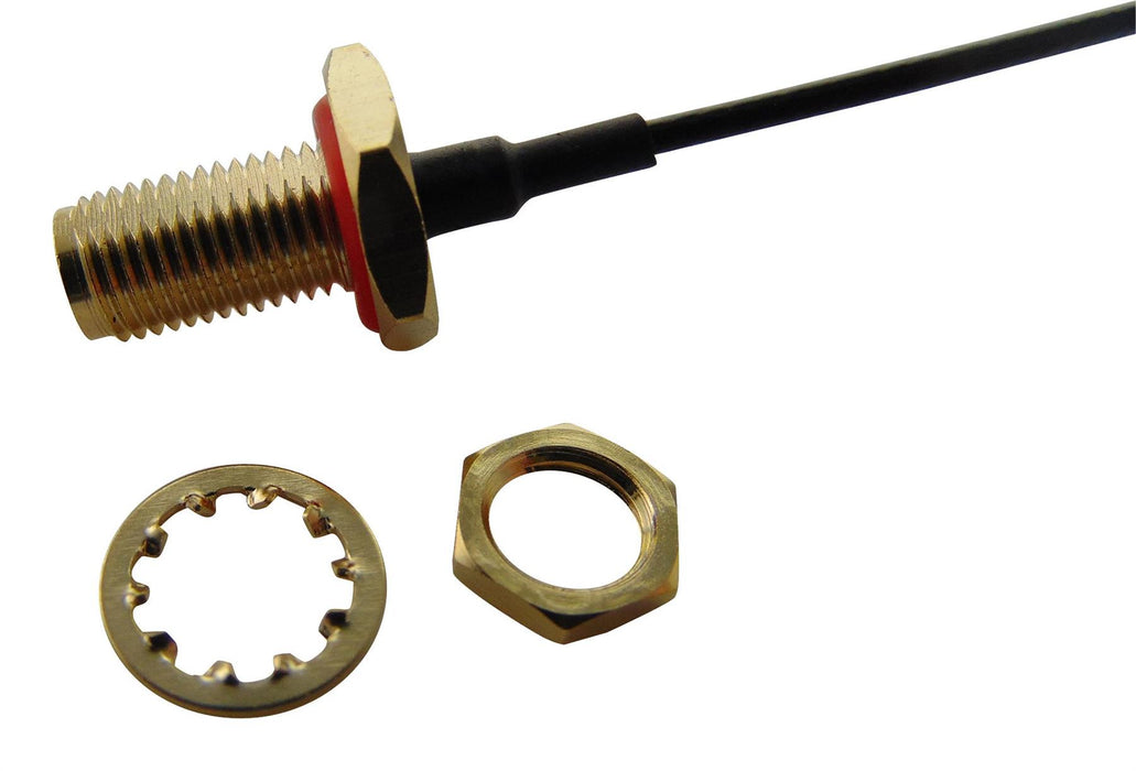 RF Cable Assembly IP67 90° U.FL Plug to SMA Bulkhead Jack 50ohm