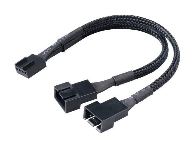 2x PWM Fan Power Splitter Lead from 4 Pin Molex, 15cm Braided Cable