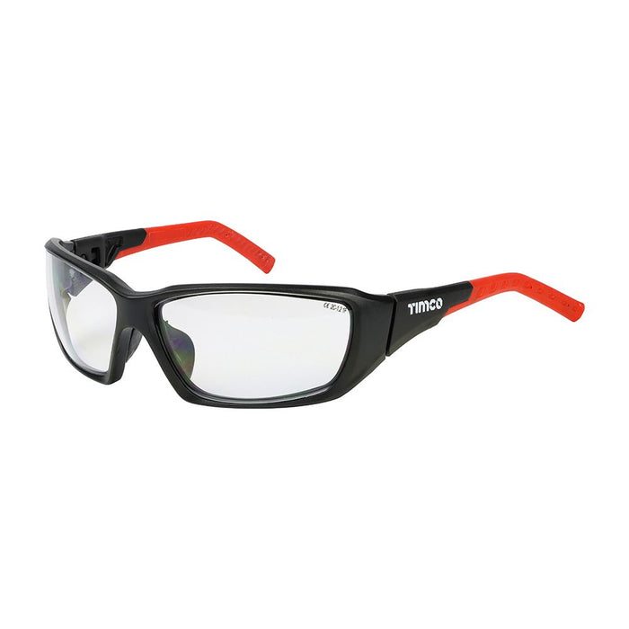 Sports Style Safety Glasses - With Adjustable Temples - Clear (Size One Size - 1 Each)