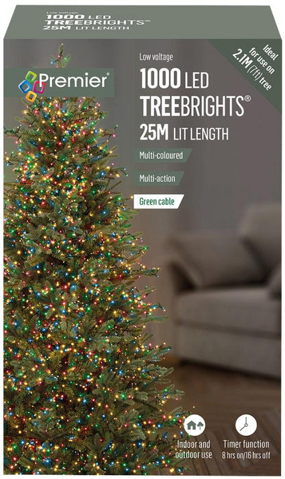 1000 LED Multi Coloured Christmas Tree Lights with Timer