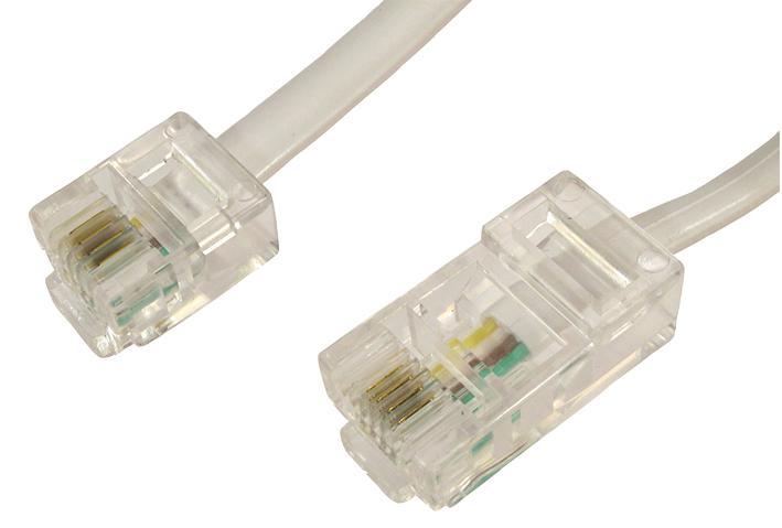 White RJ11 to RJ45 Plug Telephone Lead