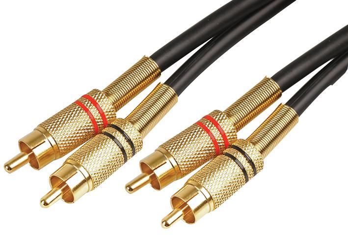 2x Phono (RCA) Male to 2x Male Lead, 3m Black