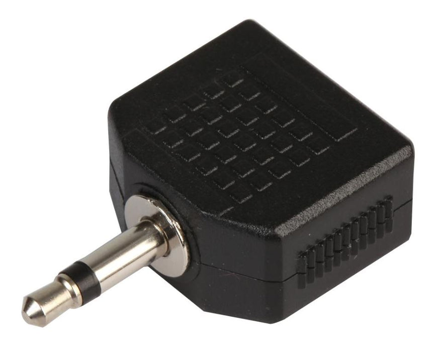 2x 3.5mm Mono Jack Sockets To 1x 3.5mm Mono Jack Plug Adaptor