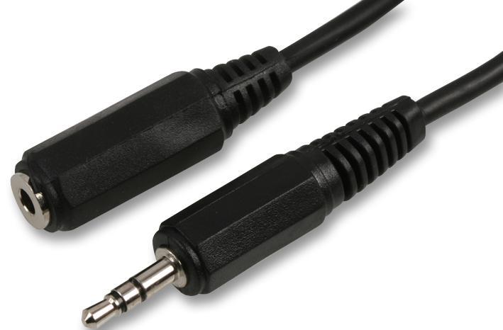 3.5mm Stereo Jack Plug to Socket Lead - Black