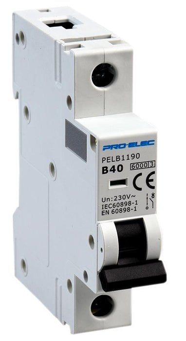 40A Single Pole MCB, B Curve, 6kA