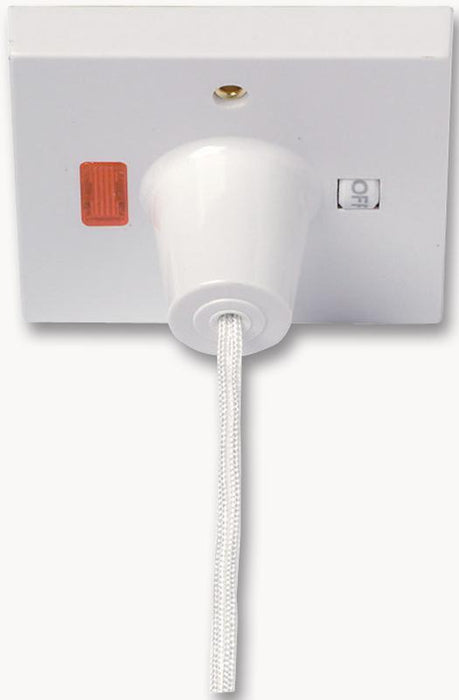 50A DP Pullcord Switch with Mechanical 'On/Off' Square + Neon