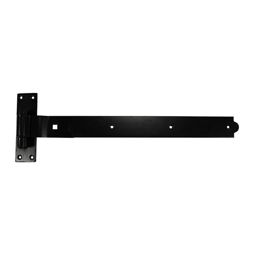 Pair of Cranked Band & Hook Hinges On Plates - Black. Garage Gate