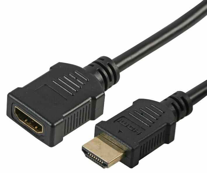 HDMI Male to HDMI Female Lead with Gold Connectors, 0.5m