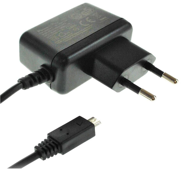 1A, Euro 2 Pin, Micro USB Mains Charger with built in Micro USB Lead