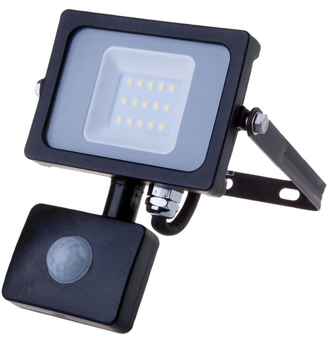 10W LED Floodlight with PIR, 6400K, 800lm, Black, IP65