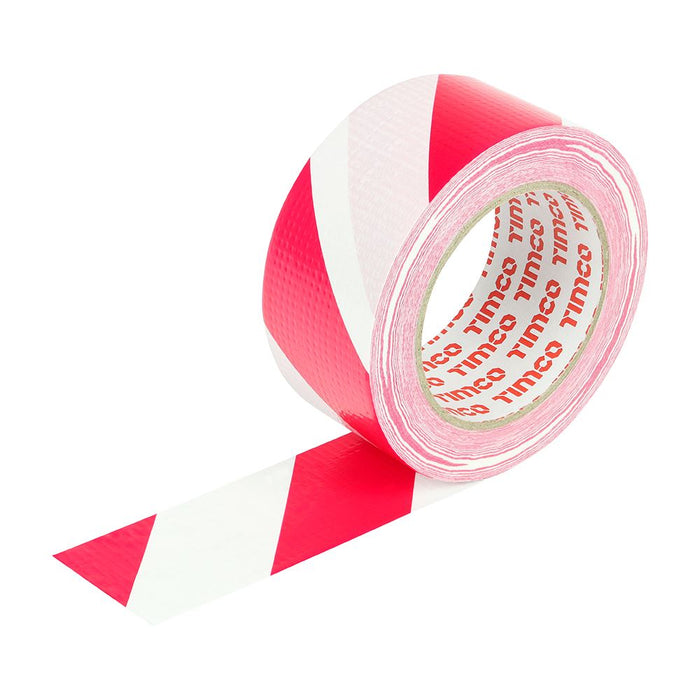 Hazard Warning Cloth Tape - Red and White (Size 33m x 50mm - 1 Each)