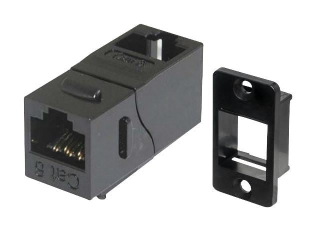 RJ45 Cat6a Straight Socket to RJ45 Cat6a 90 Degree / Right Angle Socket,  Shielded