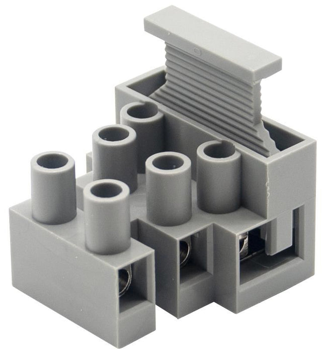 3-Pole Vertical Fuse Terminal Block, Earth Screw, 450V, 24A