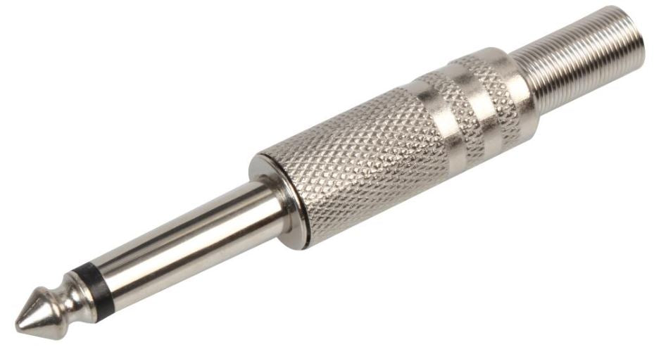 6.35mm Mono Jack Plug, Nickel Plated