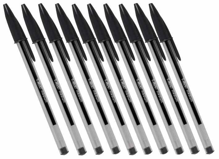 BIC - Medium Tip Cristal Ballpoint Pens - Pack of 10 (Black)