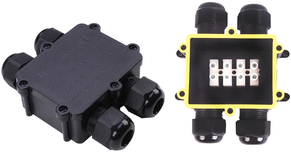 Waterproof Box Terminal Block, Black, IP68, 8-12mm