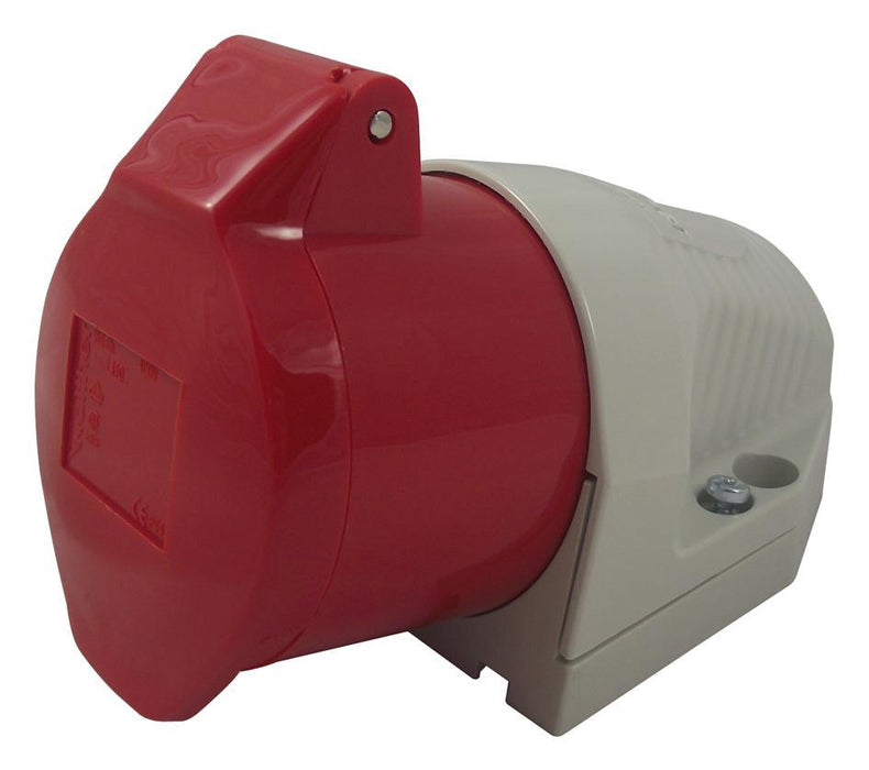 16A, 415V, Surface Mount CEE Socket, 3P+N+E, Red, IP44