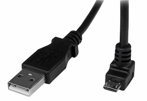 STARTECH - USB A Male to Down Angled Micro B Male Lead, 2m Black