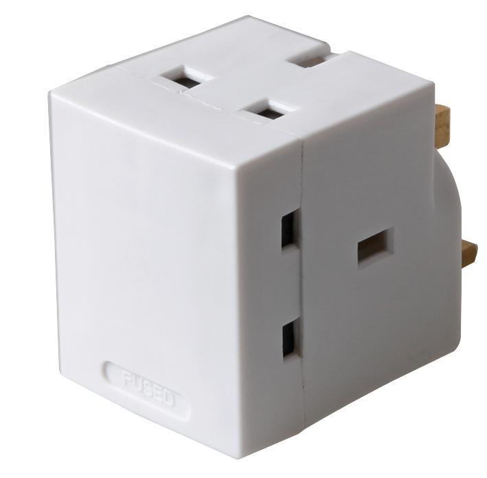 3 Way Mains Adaptor with 13A Fuse