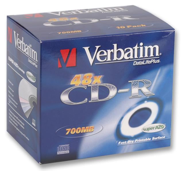 48x Speed CD-R Printable Blank CDs - 10 Pack Jewel Case