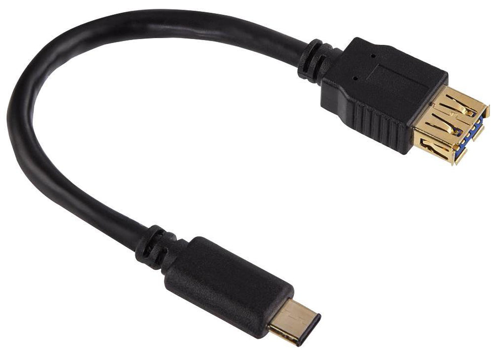 Gold Plated USB 3.0 Type-C Plug to A Socket Adaptor Lead, 0.15m Black -