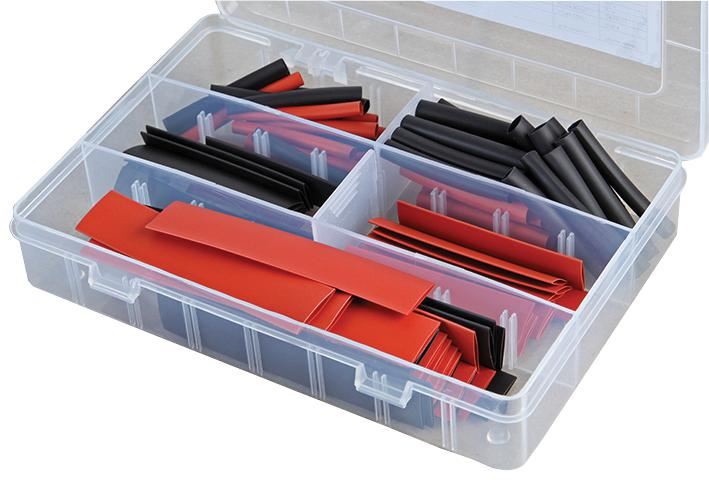 2:1 Heat Shrink Kit 4.8-12.7mm Dia. 50-100mm 80 Black, 50 Red Sleeves