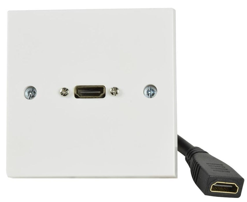 1 Gang HDMI Wallplate with Flylead, White