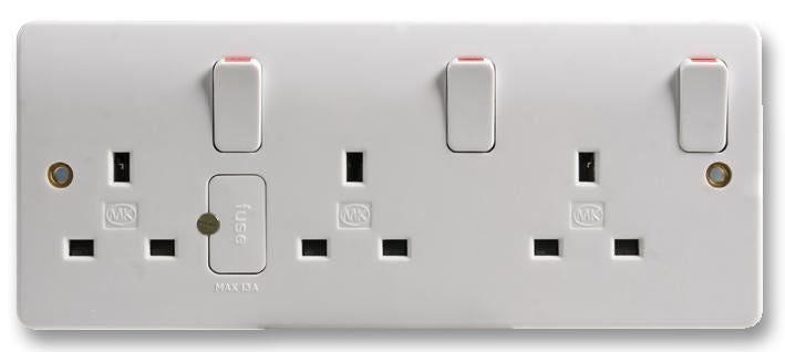 MK - Logic Plus 13A 3 Gang DP Switched Socket with Fuse