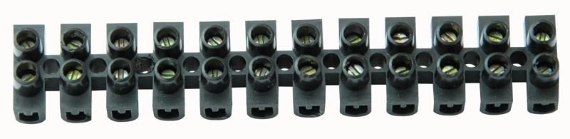 12-Way Terminal Block, 3A, Polyethylene, Black