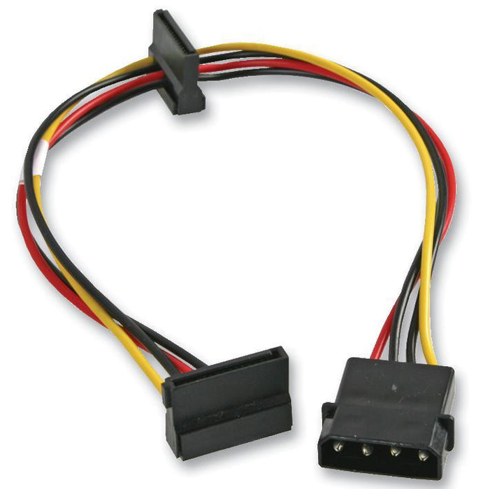 4 Pin Molex to 2x 15 Pin SATA Power Lead, 35cm