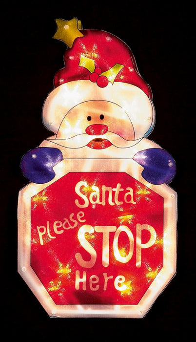 LED Santa Please Stop Here Sign