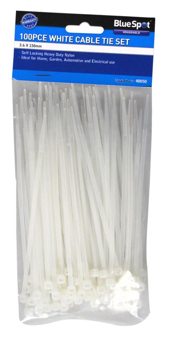 Cable Ties - White - 100 Piece