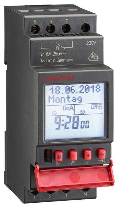 24hr 7 day 2 Channel Digital DIN Rail Timer Switch