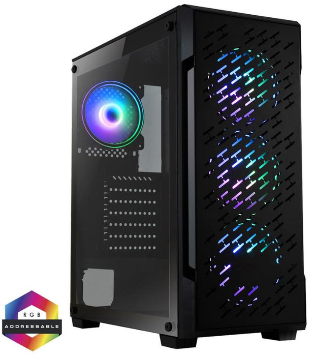 CrossFire ATX Gaming PC Tower Case with 4 ARGB Fans, Black