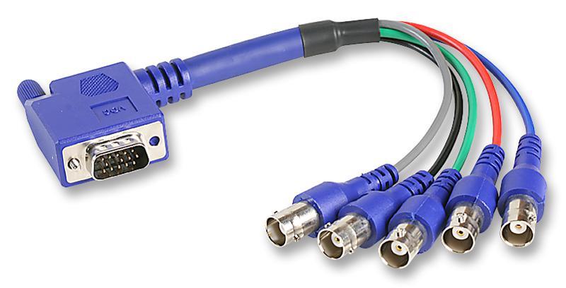 90 Degree VGA Male to 5x BNC Female Lead, 0.15m Blue