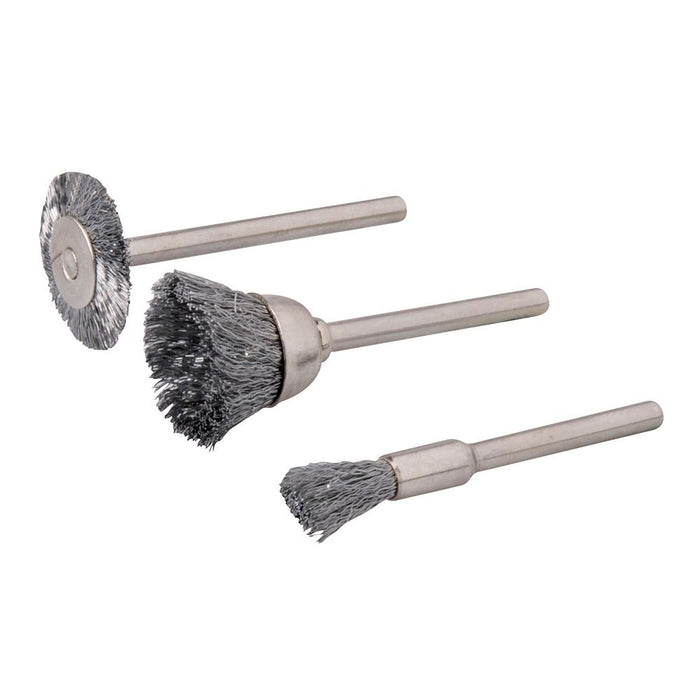 Rotary Tool Steel Wire Brush Set 3pce - 5, 15, 20mm Dia