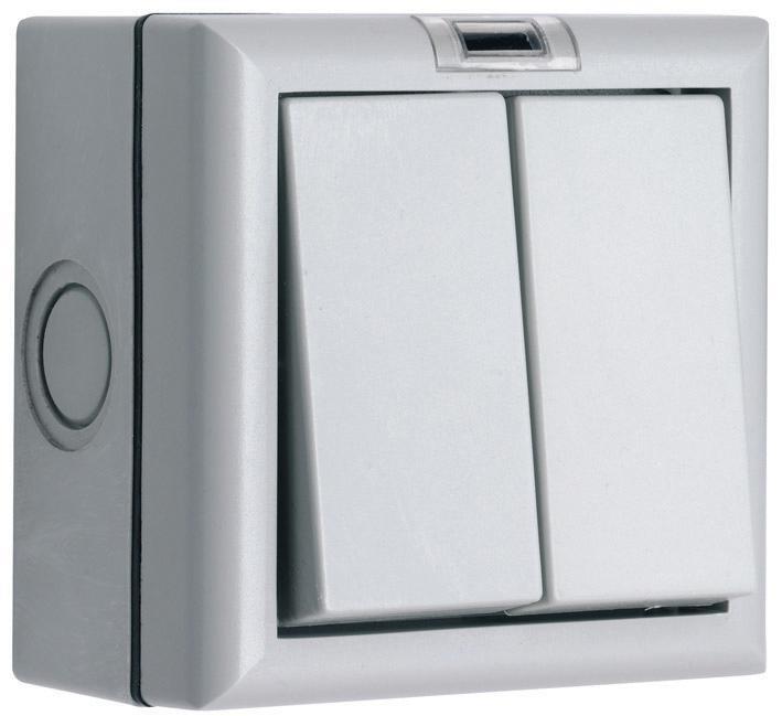 10A Outdoor Light Switch, 2 Gang 2 Way IP66