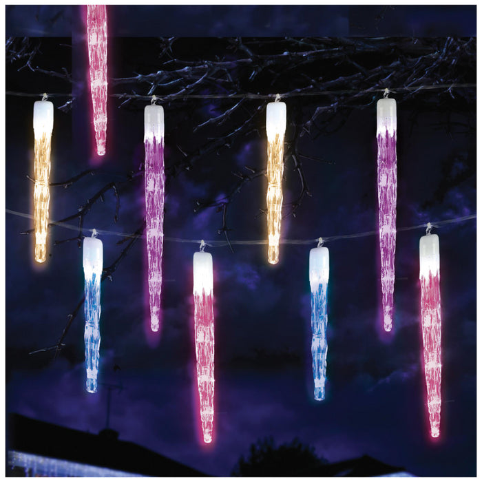 24pc Chaser Icicles with 72 Rainbow LEDs