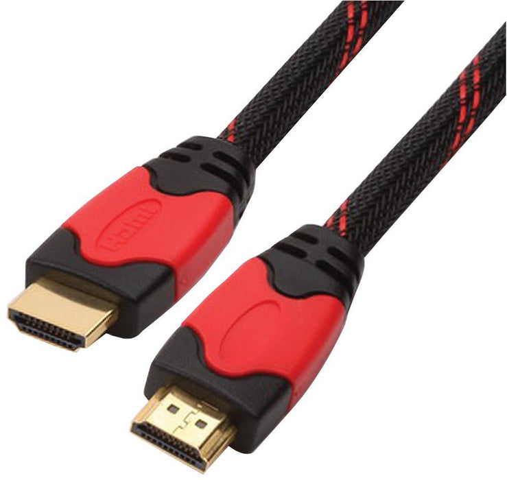 High Speed HDMI Lead, Male to Male, Gold Contacts, Black/Red