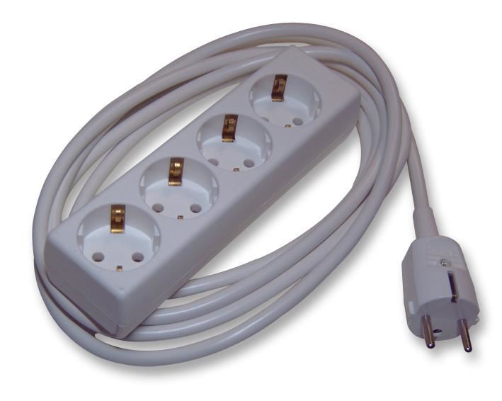 4 Gang Schuko Euro Extension Lead - 3m Lead