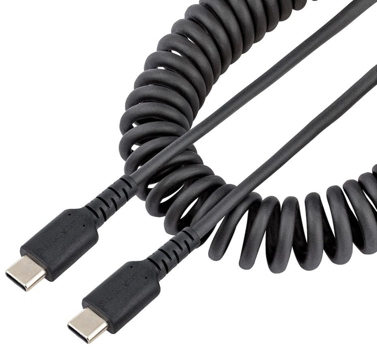 USB-C Plug to USB-C Plug Heavy Duty Coiled Charge & Sync Lead, 0.5m