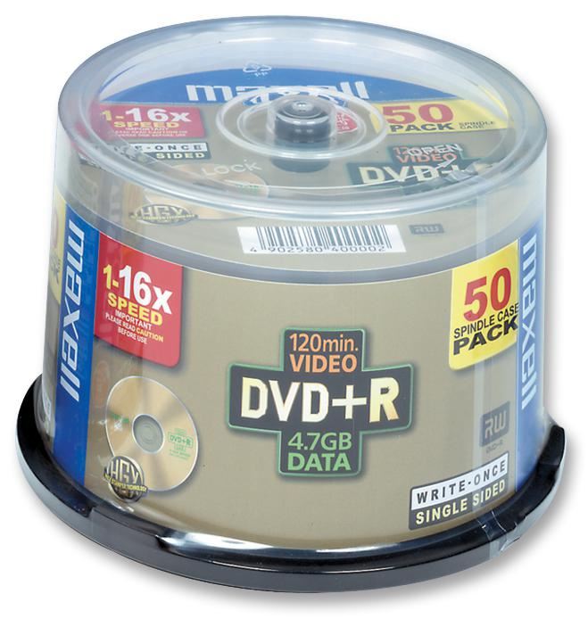 16x Speed DVD+R Blank DVDs - Spindle Pack of 50