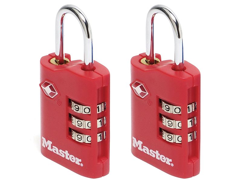 TSA 3-Digit Combination Zinc 30mm Padlock x 2