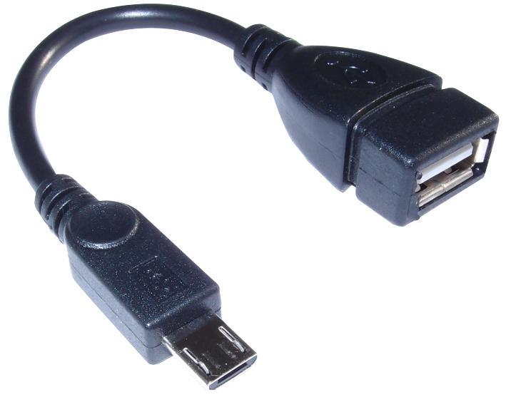 On-The-Go USB Micro B Male to A Female Lead for Android, 10cm
