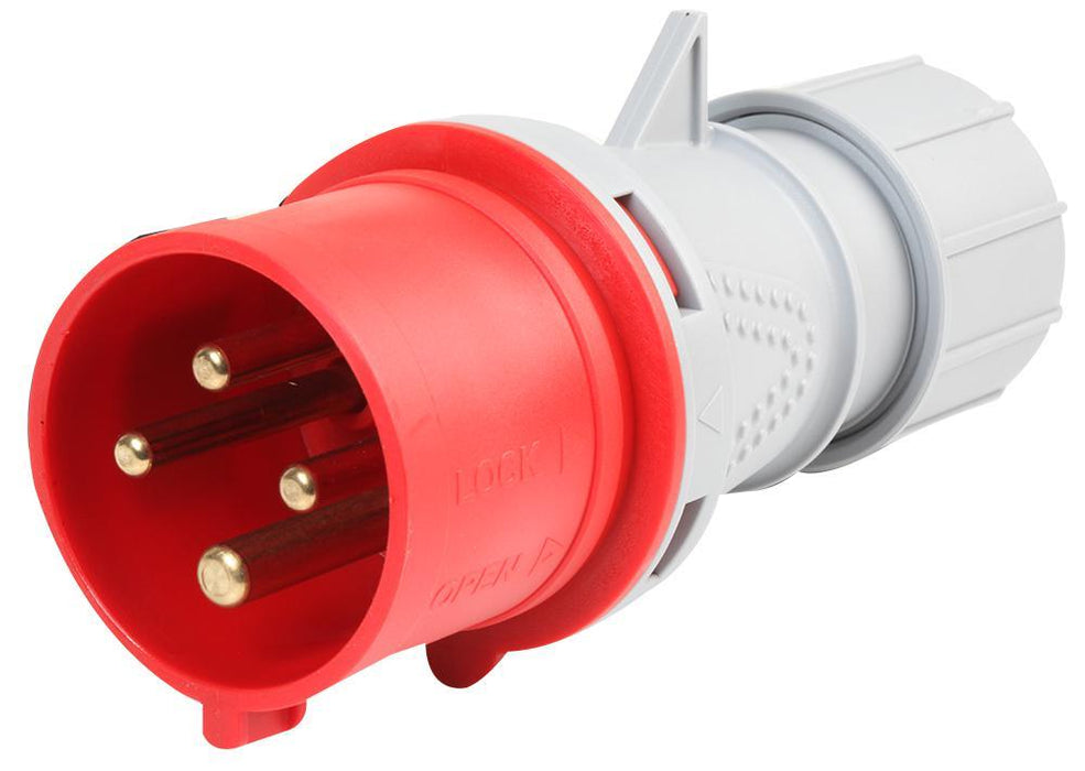 32A, 400V, Cable Mount CEE Plug, 3P+E, Red, IP44