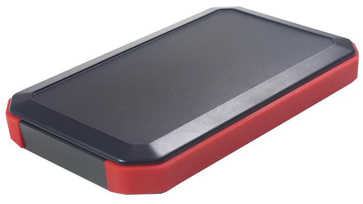 IP67 Black ABS Handheld Enclosure with Red Rubber Corners